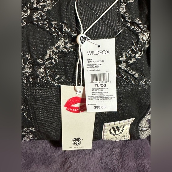 NWT WILDFOX Tote Bag Denim Black - Picture 2 of 11